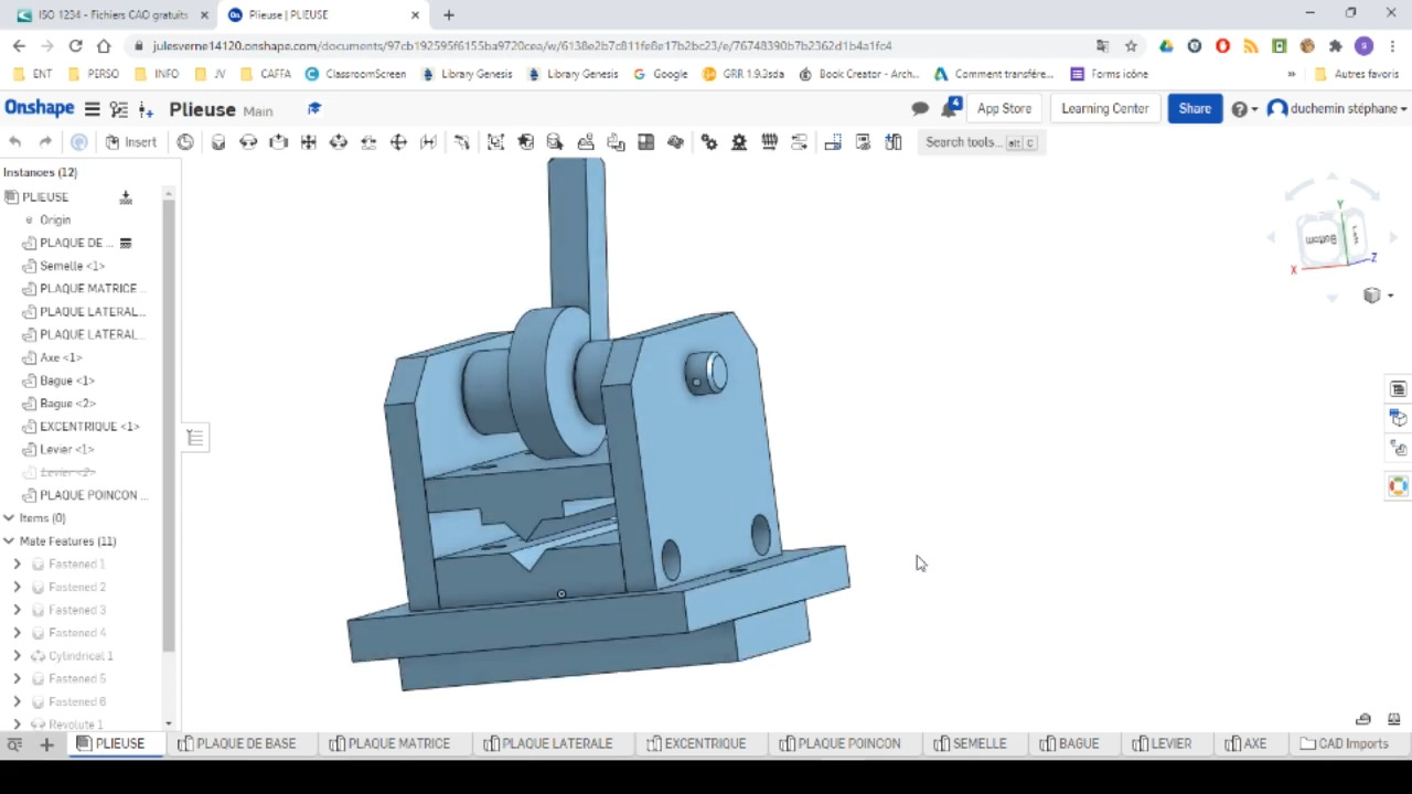 PodEduc Onshape Modeleur 3d Saas Tp Plieuse Tp9 T