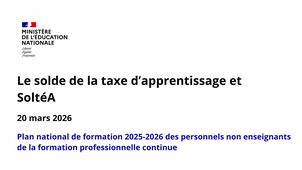 Le solde de la taxe d’apprentissage et SoltéA