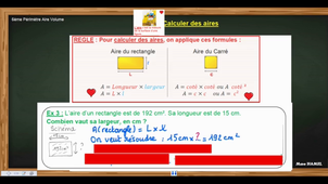 Calculer des aires de carrés et rectangles (3 exercices)