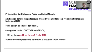 Lancement du challenge cyber lycéen Passe ton hack d'abord 2025