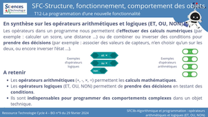 SFC3b-Algorithmique et programmation : opérateurs arithmétiques et logiques (ET, OU, NON)