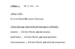 Possessifs _ für - um zu