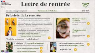 Podcast de la lettre de rentrée des IA-IPR Etablissements et Vie Scolaire, Académie de Toulouse