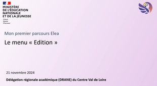 Le menu Edition dans Elea