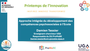 Webinaire Approche intégrée du développement des compétences psychosociales à l'école - Damien Tessier