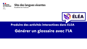 ELEA - Générer un glossaire avec Éléa