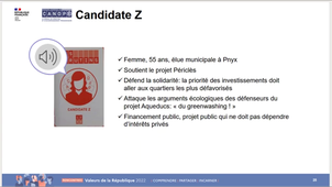 Vidéo discours candidate Z / Voxapolis / Réseau Canopé