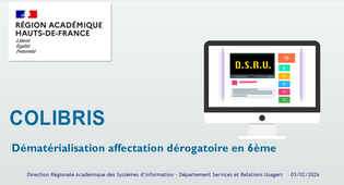 COLIBRIS dématérialisation demandes de dérogation Affelnet 6ème (dépt 62)