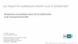Perspectives et paradoxes autour de la collaboration et de l’interopérabilité – EduBIM 2019