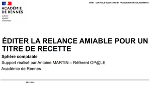 Editer la relance amiable pour un titre de recette - COMPTA