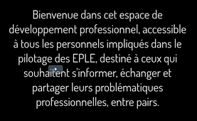 Présentation de la communauté des acteurs du pilotage des EPLE
