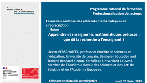 PNF 2022/2023 - RMC - Journée 2 - Le nombre à la maternelle - L. Verschaffel
