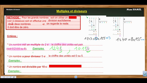 MULTIPLES DIVISEURS - définitions et  critères 2 5 et 10