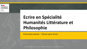 Ecrire en Spécialité Humanités, Littérature et Philosophie