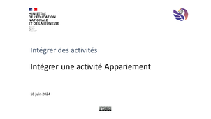 Intégrer une activité Appariement