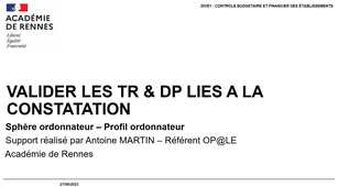 VALIDER LES TR & DP LIES A LA CONSTATATION - ORDONNATEUR