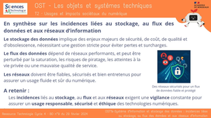 OST1k-Systeme d'information et stockage des donnees : incidences liées au stockage, au flux des données et aux réseaux d'information
