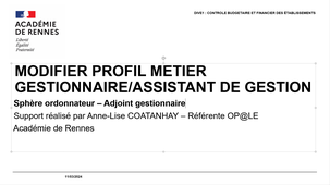 MODIFIER LE PROFIL METIER GESTIONNAIRE OU ASSISTANT DE GESTION - ORDO