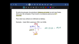 Calcul de la vitesse - Méthode du tableau