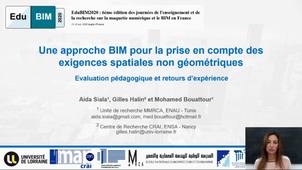 Une approche BIM pour la prise en compte des exigences spatiales non géométriques – EduBIM 2020