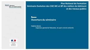 Évolutions des CAP Métiers du bâtiment et des travaux publics Introduction - F. Berera & S. Czernic