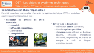 OST3e-Les critères de choix : la qualité, l'efficacité énergétique, la durabilité, la recyclabilité