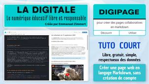 Tuto - DIGIPAGE (créer une page web internet en Markdown sans inscription) (tuto court, les essentiels)