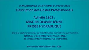 Vidéos de gestes professionnels: Mise en oeuvre d'une presse hydraulique.