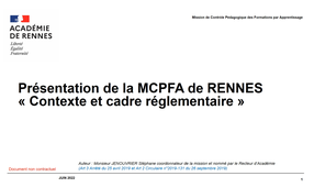 MPCFA - Contexte et cadre réglementaire