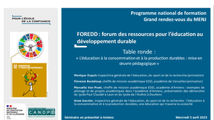 FOREDD 2023 - Table ronde :  « L’éducation à la consommation et à la production durables : mise en œuvre pédagogique »
