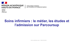 Webinaire Lycéens Soins infirmiers - le métier, les études et l'admission sur Parcoursup - 15.12.2025