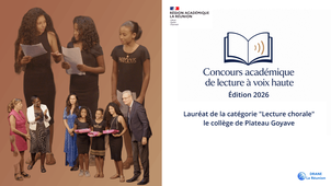 Concours académique de lecture à voix haute, édition 2026, Académie de La Réunion. Lauréat de la lecture chorale. Le collège de Plateau Goyave