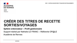 CREER DES TITRES DE RECETTE VOYAGES - ORDONNATEUR