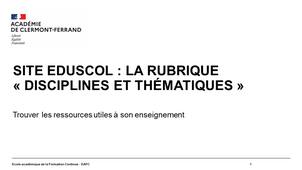Site éduscol : Disciplines et thématiques