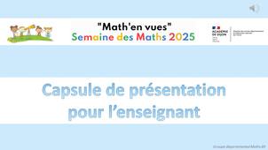 Semaine des mathématiques 2025 Math'en vues