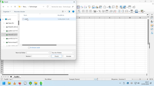 ouverture du tableur et du fichier LOG1