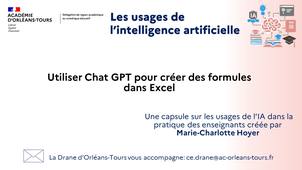IA au service des enseignants - Utiliser Chat GPT pour créer des formules Excel.