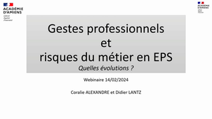 Webinaire académique - Risques du métier et gestes professionnels en EPS