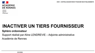 Inactiver un tiers fournisseur - ORDO