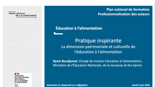 PNF - Éducation à l'alimentation - La dimension patrimoniale et culturelle - Pratique inspirante