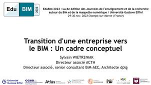 Transition d'une entreprise vers le BIM : Un cadre conceptuel – EduBIM 2022