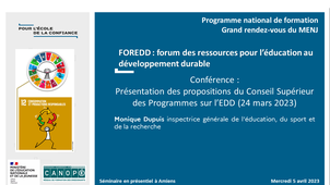 FOREDD 2023 - Conférence de Monique Dupuis - Présentation des propositions du CSP