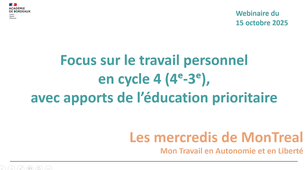Former à devoirs faits - le travail personnel de l'élève en éducation prioritaire