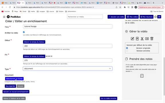 PodEduc - Tutoriel Enrichir Une Vidéo