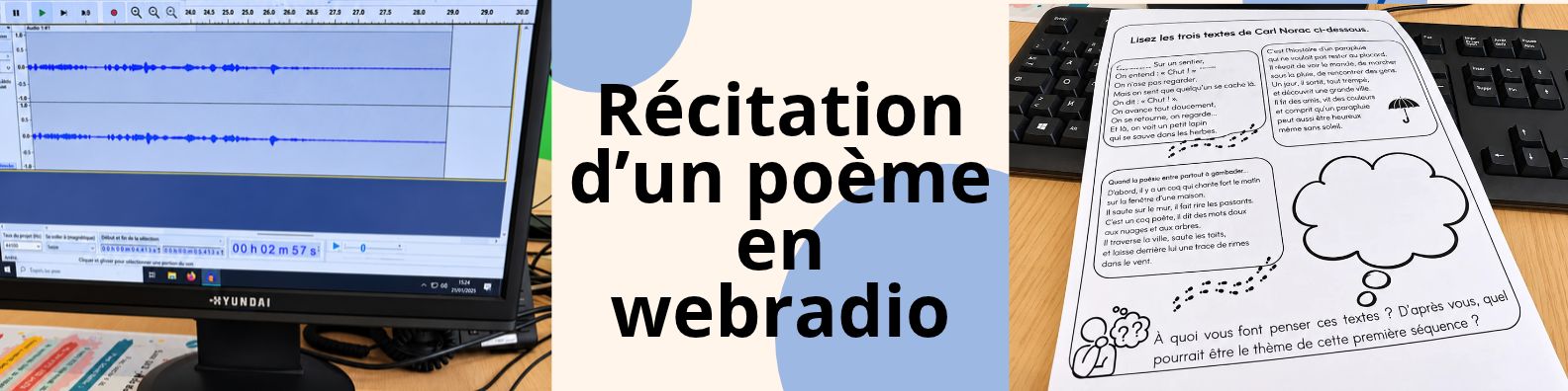 Bannière Enregistrement d'un poème en studio de webradio